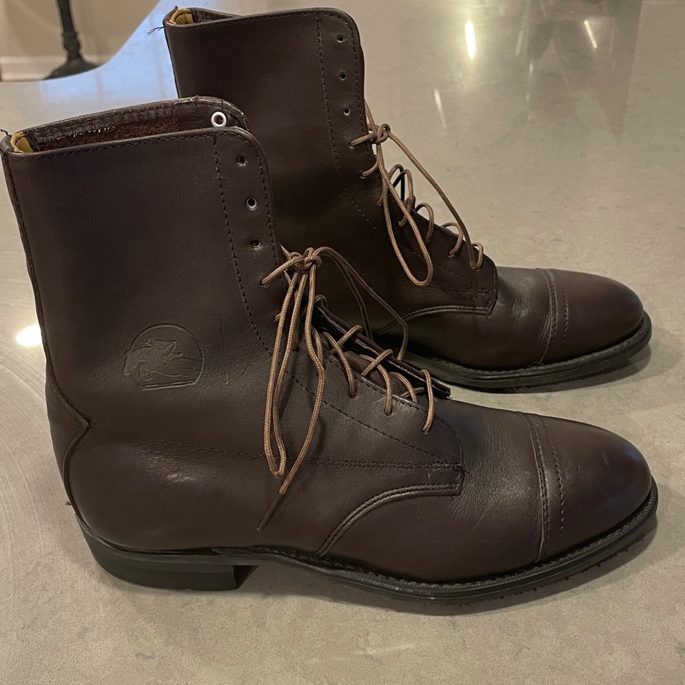 Grand Prix Lace Up Cap Toe Brown Paddock Riding Boots size Size 9.5